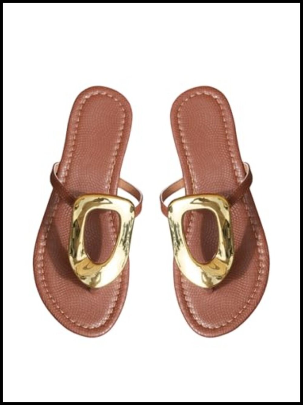 Metal Decor Flip Flop Thong Sandals Comfortable Slip On Flat Sandals